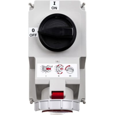 Vaste Wandcontactdoos Met Schakelaar 0-1 Groot 32A 5P 400V Ip67 /Mechanisch Vergrendeld/ 75252-6