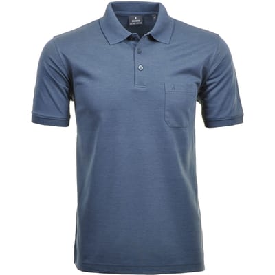 Ragman Softknit Poloshirt Breast Pocket Pima Cotton Mix Dark Azure / male