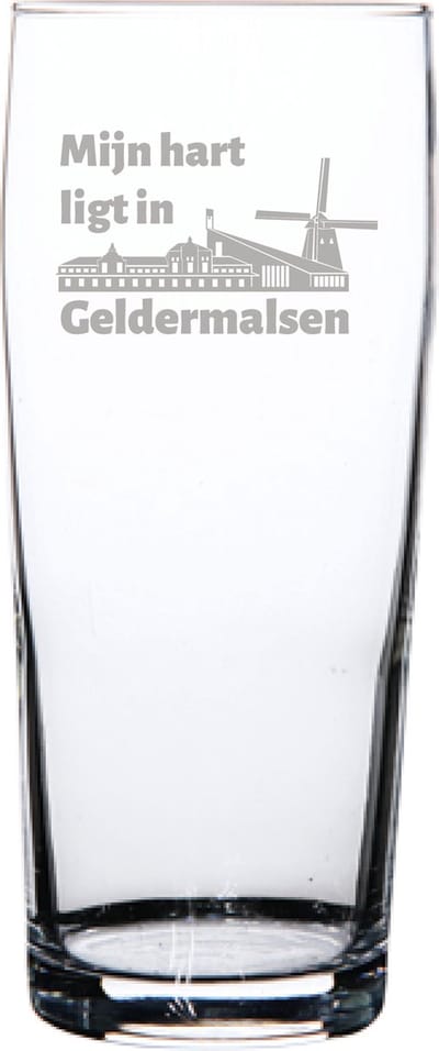 Gegraveerde bierfluitje 19cl Geldermalsen