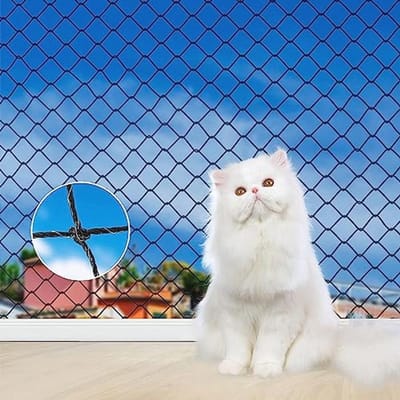 Kattennet voor Balkon - 6 x 3 m, Draadversterkt, Sterk en Duurzaam, UV-Bestendig en Weerbestendig