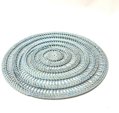 Placemat rattan open blue