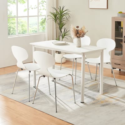 Eetkamerstoelen Kil set van 4 wit en chroom [en.casa]