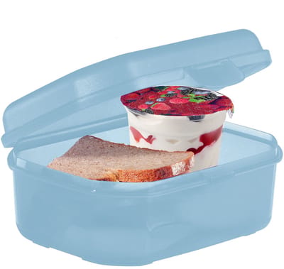 Westmark 2x lunchbox/snackbox, met kliksluiting, hoogte: ca. 7,4 cm, kunststof, maxi, blauw, 235222EB