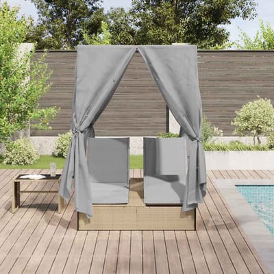 vidaXL Dubbele ligstoel Grijs 205 x 129 x 200 cm poly rattan