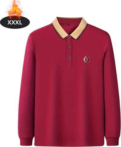 Livano Poloshirt Heren - T-Shirt Heren - Shirt - Overhemd - Polo Shirt Lange Mouwen - Rode Roos - XXXL