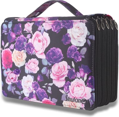 Multifunctionele Etui met Bloemenprint en Grote Capaciteit - 250 Sleuven voor Potloden en Accessoires