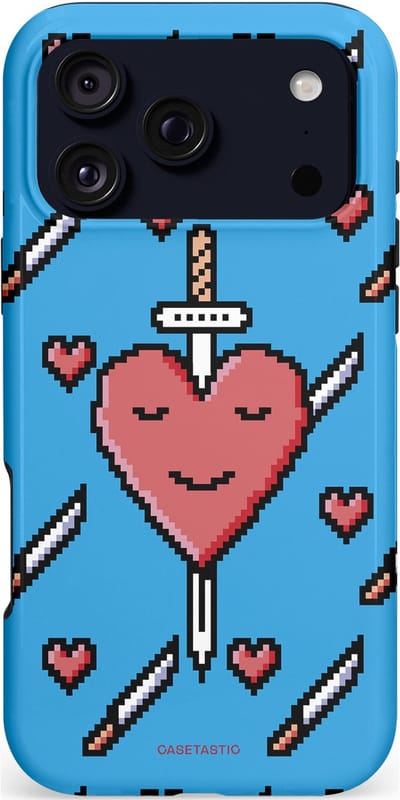Casetastic hoesje geschikt voor Apple iPhone 17 Pro Max - MagSafe - Dubbellaagse bescherming - Zwaard saga - Fashion Case - Lichtblauw Zwart Koraal