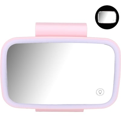 Auto Zonneklep Make-up Spiegel Surround LED Verlichting Touchscreen Plug and Play met Intrekbare AchterklemRoze roze