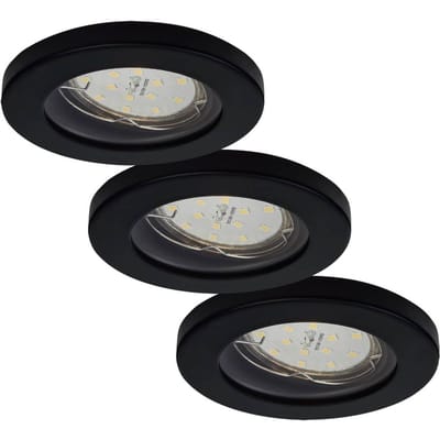 ELC Delfan LED inbouwlampen voor de badkamer, 3 stuks, zwart