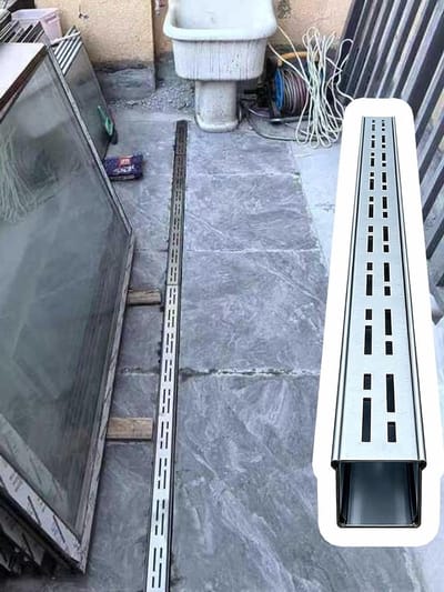 Afvoergoot set - Drainage kanaal - Buiten afwateren - Roestvrij staal 304 - 150 x 50 mm - Zilver