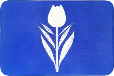 Badmat 90x60 cm - Antislip - Tulp - Minimalistisch - Bladeren - Wit - Badmatten voor badkamer - Badkamermat - Douchemat - Badkamer mat