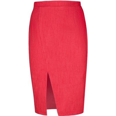Rood denim kokerrok