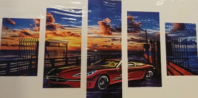 Diamond Painting Pakket - 5 Losse Delen - Sportwagen - 150x90 cm - Complete Set - Volledige Bedekking - Ronde Steentjes