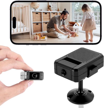 SnelShoppen - Mini Spy Camera 1080P HD Bewakingscamera, WiFi, Binnen/Buiten, 180° Draaiende Lens, Nachtzicht, Beweging Detector, Live Streaming - Type