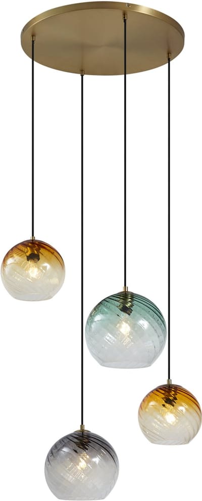 QAZQA bao - Art Deco Hanglamp voor boven de eettafel | in eetkamer - 4 lichts - Ø 64 cm - Brons - Woonkamer | Slaapkamer | Keuken