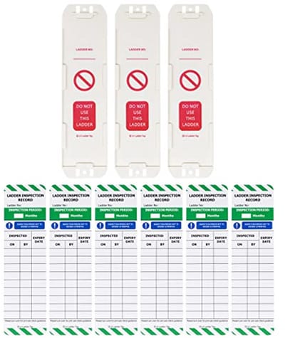 Ladder Inspectie Tags - 3 Houders en 6 Inserts voor Binnen en Buiten Gebruik