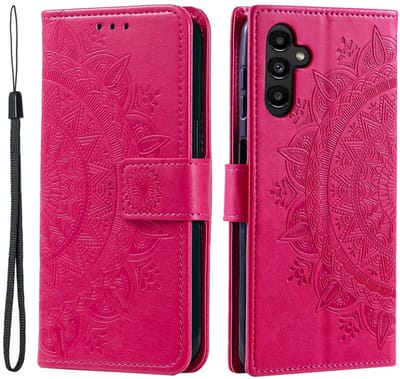 Mandala Book Case Geschikt voor Samsung Galaxy A56 - Hoesje met Pasjeshouder Roze