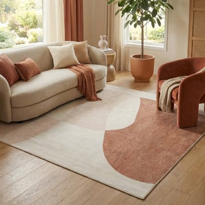 Tapiso Wisp Vloerkleed Laagpolig Woonkamer – Beige Bruin Tapijt – Scandinavisch Design – Woonkamertapijt Antislip – Slaapkamer Eetkamer 80x150