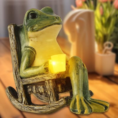 Dailygoody - Kikkerfiguren met ledlamp op zonne-energie - Tuindecoratie voor buiten - Meerkleurig - Feeëntuin Decoratie - Outdoor Accessoires voor ter...