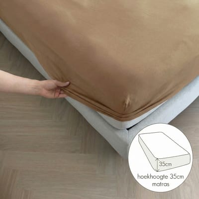 Kayori Eji Hoeslaken Egyptisch perkal - 90x210-220cm - Matrasdikte 35cm - Crispy Hotelgevoel - Taupe