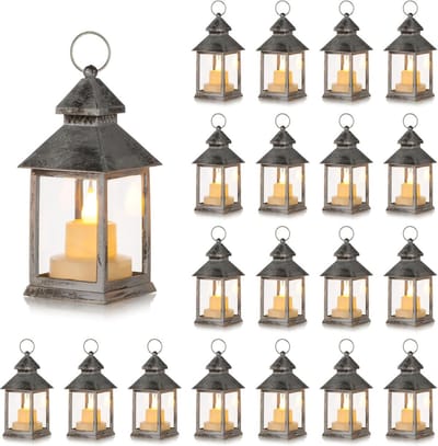 20 Stuks Kleine Zilveren Hangende Lantaarns voor Halloween Kerst Bruiloft Marokkaanse Decoratie & Ramadan Tafelcentrum