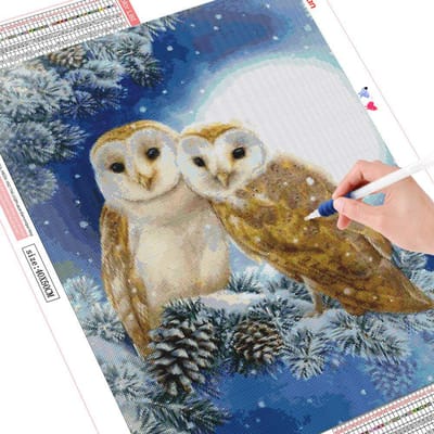 Diamant broderie vente hibou plein forage carré 5d diamant peinture hiver strass 20X30CM beige