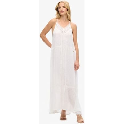 Superdry Maxi-jurk met Kanten Rand Wit Grootte: 42