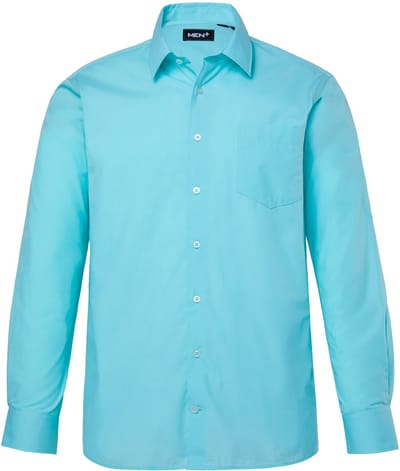 Men Plus - Heren - Zakelijk overhemd lange mouwen EasyCare kentkraag comfort fit - Lichtturquoise - Maat 4XL