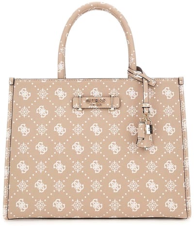 GUESS handtas schoudertas Silia 2 Compartment Tote Bag Biscotti Logo Taupe