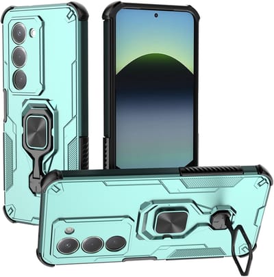 MobyDefend Hoesje - Geschikt voor Xiaomi Redmi 15 5G - Dubbelgelaagde Pantsercase Met Standaard - Turquoise