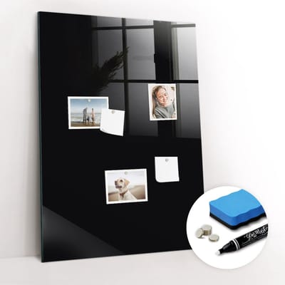 Tulup Whitebord - Kleur Zwart Magneetbord - 70 cm x 100 cm - Magneetbord Keuken - Scandinavisch Design Bord - Memobord Magnetisch - Notitiebord Werkplek - Gratis 5 Sterke Magneten + Whiteboard Marker & Wisser - Magneetbord Design - Memo Magneetbord