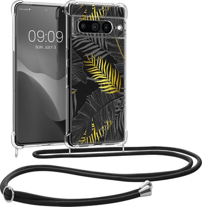 kwmobile telefoonhoesje geschikt voor Google Pixel 7 Pro - Hoesje met telefoonkoord - Back cover voor smartphone - Case in goud / grijs / transparant