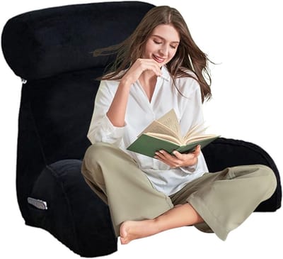 Leeskussen Bed - Rugsteun Kussen - Comfortabel Ontspannen - Lendensteun Inclusief - 75x40cm - Zwart