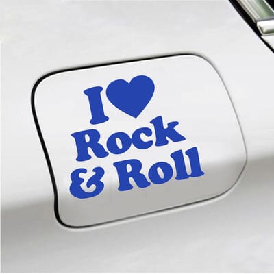 Bumpersticker - I Love Rock & Roll - 10,3 X 12,6 - Blauw