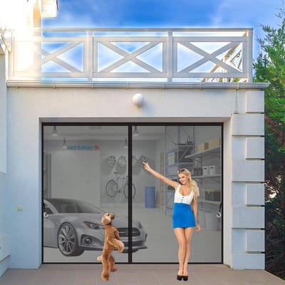 Magnetische hordeur 265 x 235 cm Opgewaardeerd met Full Frame Seal Past Deur voor Balkon Schuifpui Woonkamer Kinderkamer Zwart