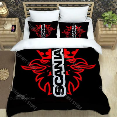 3D S-Scania logo Gedrukte Beddengoedsets Exquise benodigdhedenset Dekbedovertrek Bedsprei Set Beddengoedset Luxe Verjaardagscadeau EU Single 90x200cm
