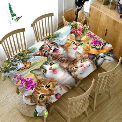 Kleine kattentafelkleed Sika hertenpatroon Stofdicht Wasbaar Dikke katoenen doek Rechthoekig en rond tafelkleed 140 X 180CM