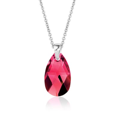 Montebello Ketting Jan DZ512 - Swarovski Druppel - 925 Zilver Gerhodineerd - 16mm - 50cm