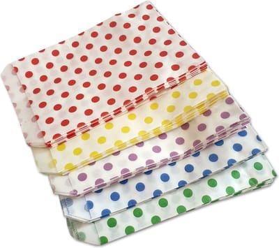 Prigta - Papieren zakjes Mix - 50 stuks - 10x16 cm - wit met gekleurde stipjes - 40 gr/m2 / cadeauzakjes