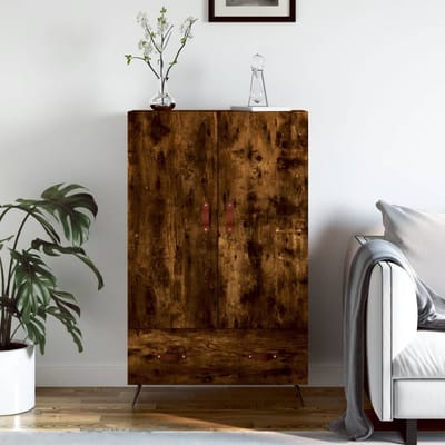 vidaXL - Hoge - kast - 69,5x31x115 - cm - bewerkt - hout - gerookt - eikenkleurig