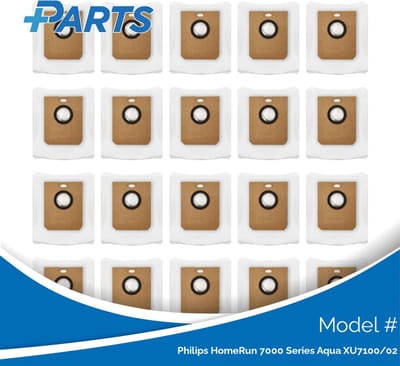Philips HomeRun 7000 Series Aqua XU7100/02 Stofzakken (20 Stuks, Plus.Parts® alternatief voor XV1472/00)