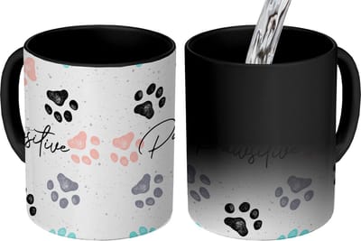 Magische Mok - Foto op Warmte Mokken - Koffiemok - Quotes - Honden - Spreuken - Stay pawsitive - Magic Mok - Beker - 350 ML - Theemok - Mok met tekst