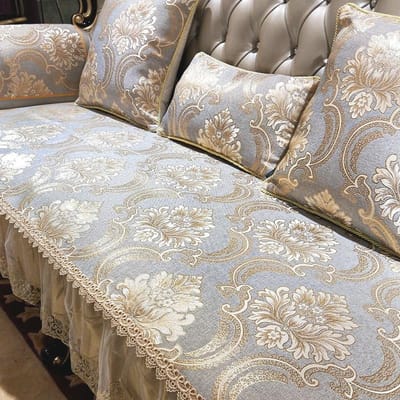 Europese Bankkussenhoes Luxe Moderne Antislip Bankkussen Handdoek Jacquard Borduurwerk Velours Bankhoes Huis Zitkussenhoes 50x60cm Hand towel blauw