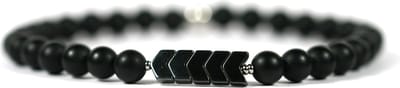 IbizaMen - Matte onyx - 6mm - Hematiet pijlen - 20cm