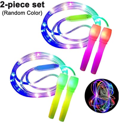 Oneay Set van 2 LED-springtouwen met verstelbare lengte en DRIE lichtstanden, geschikt voor snelheidsspringen, lichtshow en fitness