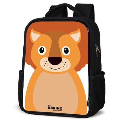 NoBoringSuitcases.com® - Rugzak zwart - Schooltas jongen & meisje - Dierenportret schattige leeuw - Rugtas voor school - Boekentas kind - Schoolrugzak - Kinderrugzak