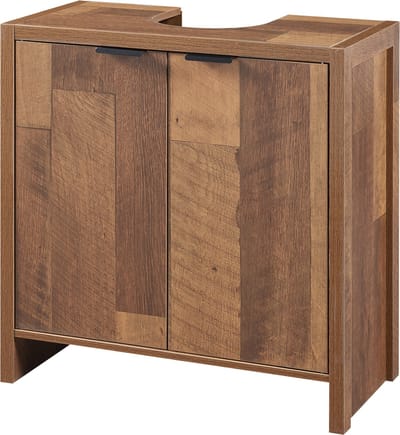 Wastafelonderkast Namsskogan 60x60x30 cm walnootkleurig en zwart [en.casa]