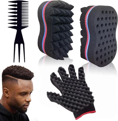 Set van 3 Dubbelzijdige Haarborstel Sponzen voor DIY Krullen, Ovalen Magic Twist Spools voor Afro Krullen, Coils en Vlechtstijlen