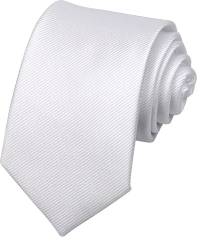 Fako Fashion - Brede Stropdas - Gestreept - Ribstructuur - 100% Zijde - Effen - 8cm - 145cm - Wit
