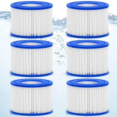 Dailygoods- Zwembadfilterpatronen 6 Stuks - Vervangende Filterpatronen - SPA/Whirlpoolfilter - Compatibel met Miami/Vegas/Monaco - PET/Niet-weefselmateriaal - Diameter 50mm - Filtercartridge